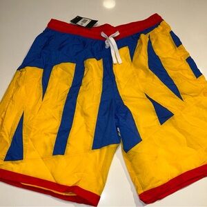 Nike Men's Bold Yellow and Blue Board Shorts